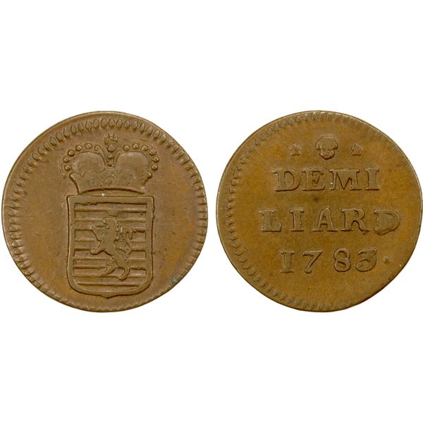 LUXEMBOURG: Joseph II, 1780-1790, AE ½ liard, 1783, VF-EF