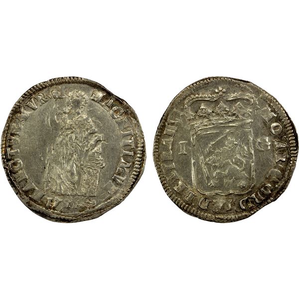 NETHERLANDS: OVERIJSSEL: AR gulden (10.57g), 1721, EF-AU
