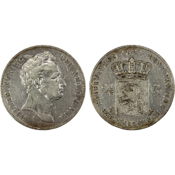 NETHERLANDS: Willem I, 1815-1840, AR 2½ gulden, 1840, F-VF