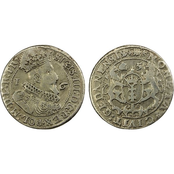 POLAND: DANZIG: Sigismund III, 1587-1632, AR ¼ thaler (ort), 1625, VF