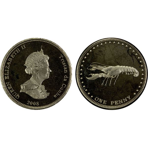 TRISTAN DA CUNHA: Elizabeth II, 1952-2022, penny (1.36g), 2008, Choice Unc