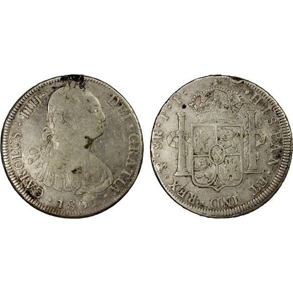 BOLIVIA: Carlos IV, 1788-1808, AR 8 reales, 1801-PTS, VF
