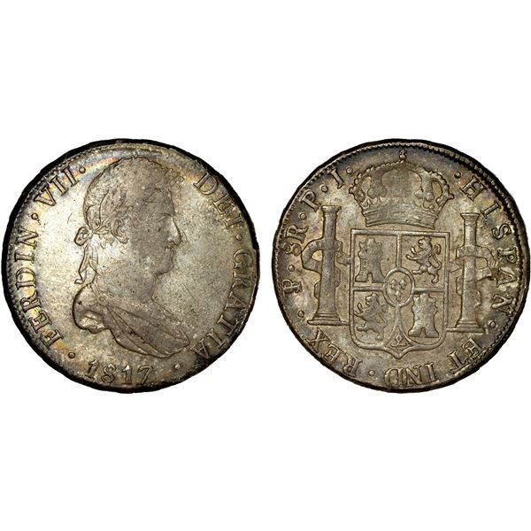 BOLIVIA: Fernando VII, 1808-1825, AR 8 reales, 1817, EF