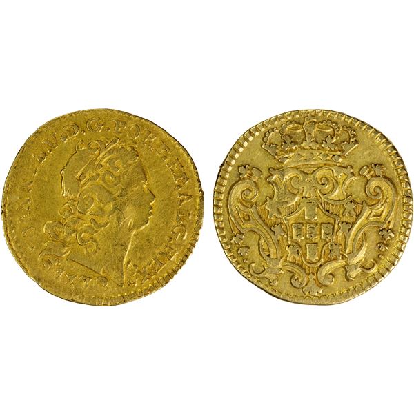 BRAZIL: Joao V, 1706-1750, AV 800 reis, 1732-B, F-VF