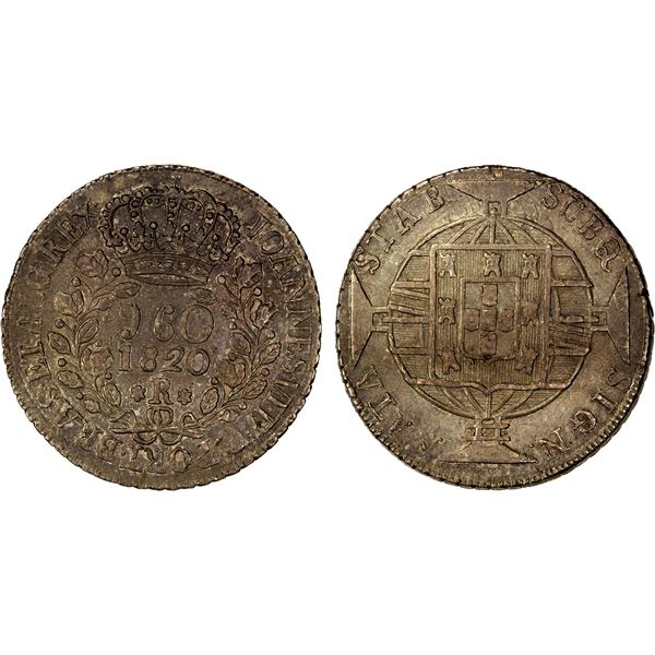 BRAZIL: Joao VI, 1818-1822, AR 960 reis, 1820-R, Choice EF