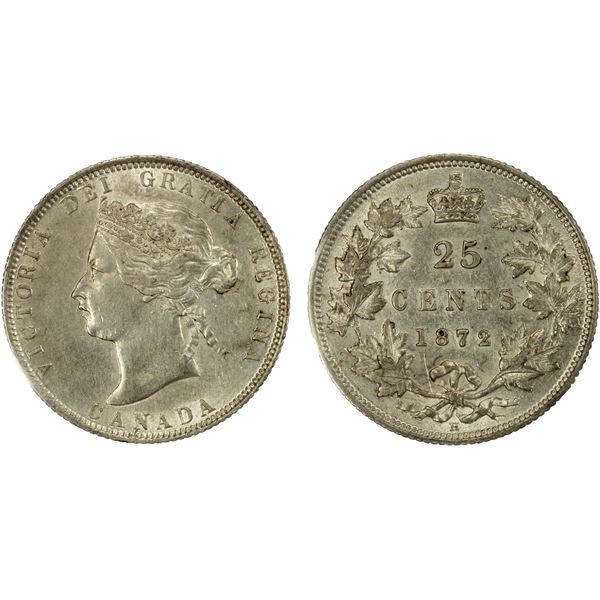 CANADA: Victoria, 1837-1901, AR 25 cents, 1872-H, ICCS EF45
