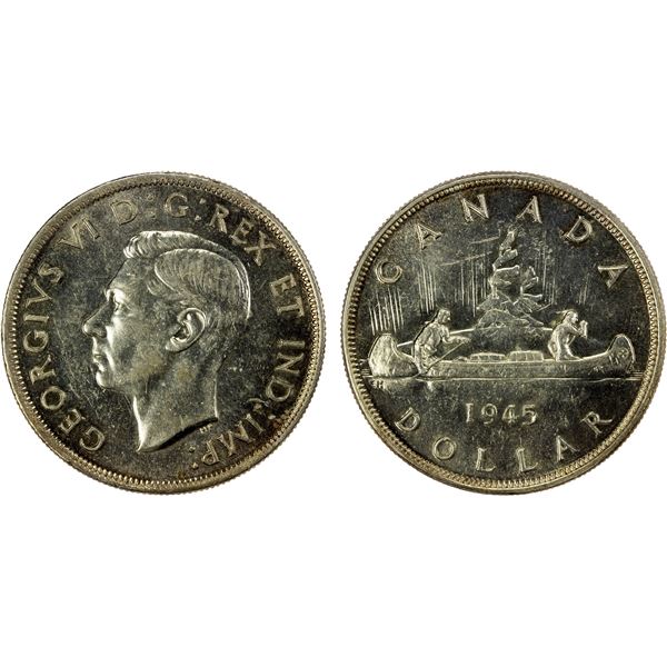 CANADA: George VI, 1936-1952, AR dollar, 1945, AU