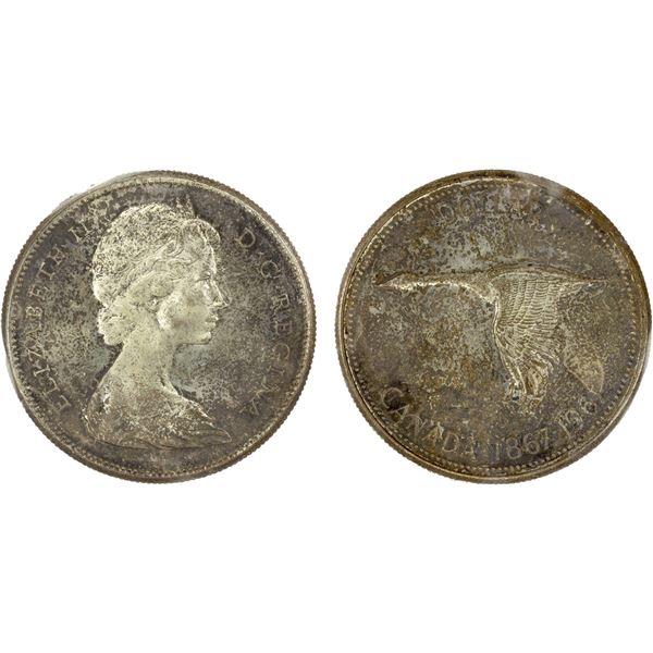 CANADA: Elizabeth II, 1952-2022, AR dollar, 1967, ICCS MS65