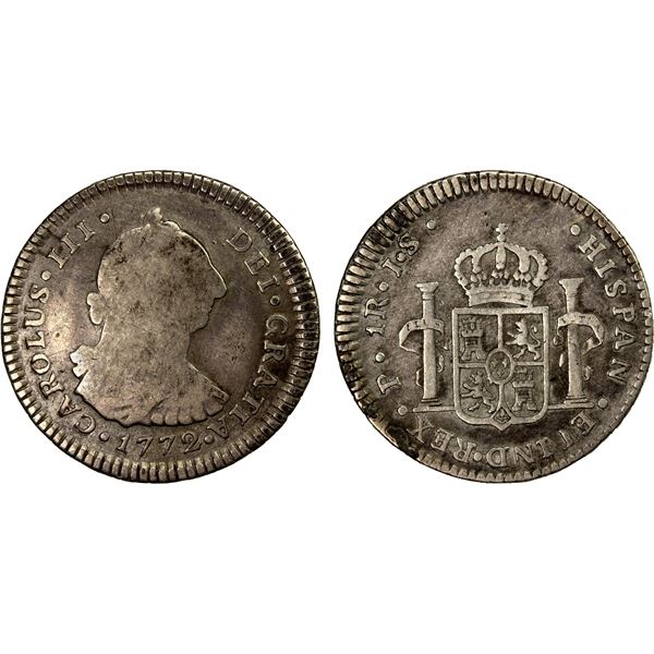 COLOMBIA: Carlos III, 1759-1788, AR real, 1772-P, F-VF