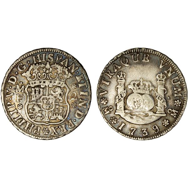 MEXICO: Felipe V, 1700-1746, AR 2 reales, 1739-Mo, VF
