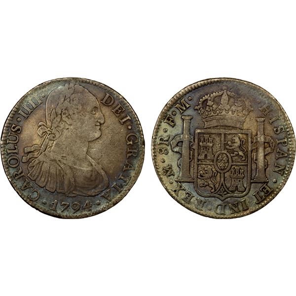MEXICO: Carlos IV, 1788-1808, AR 8 reales, 1794-Mo, Fine