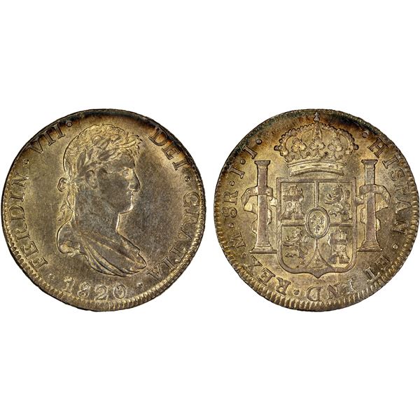 MEXICO: Fernando VII, 1808-1821, AR 8 reales, 1820-Mo, Choice EF