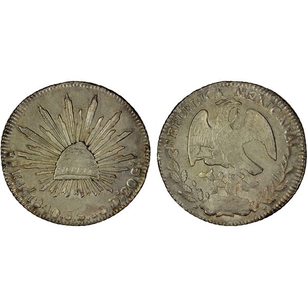 MEXICO: Republic, AR 8 reales, 1840-Pi, EF-AU