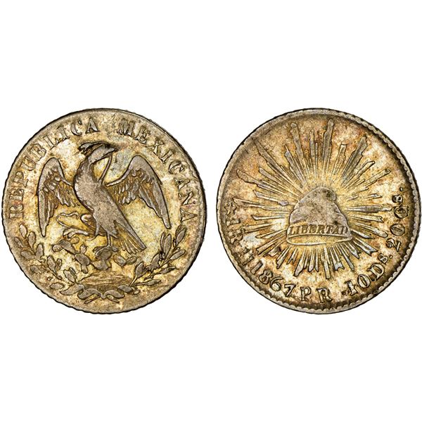 MEXICO: Republic, AR real, 1867/1-Ho, Choice VF