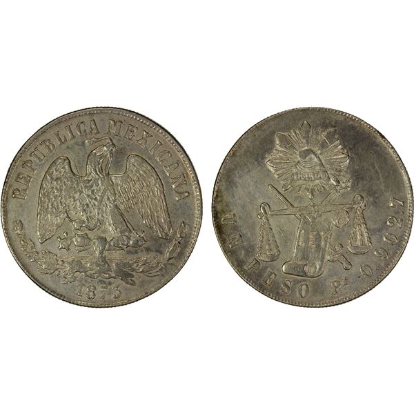 MEXICO: Republic, AR peso, 1873-Pi, EF