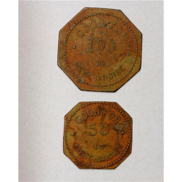 UNITED STATES: LOT of 2 octagonal brass tokens - Stephen Album Rare Coins