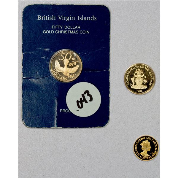WORLDWIDE: Caribbean Islands, Gold, LOT of 3 AV coins, Proof