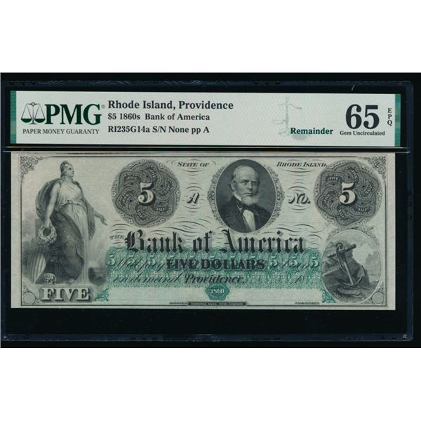 1860s $5 Providence RI Obsolete PMG 65EPQ