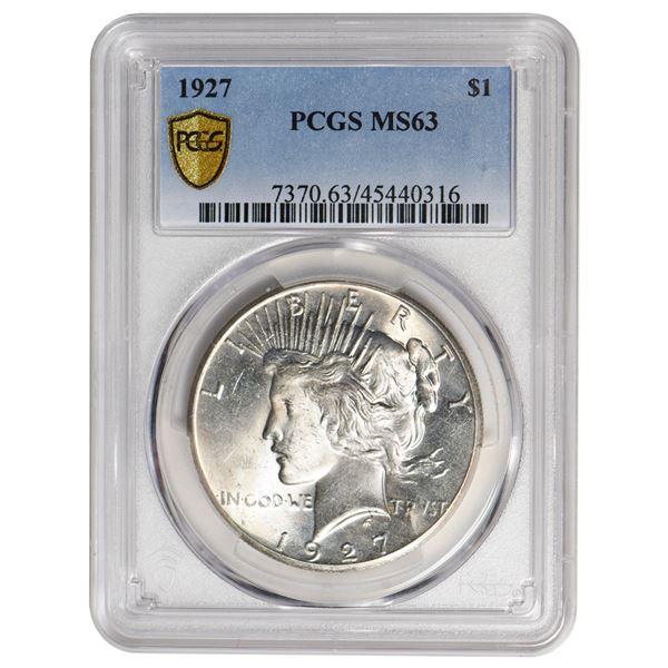 1927 $1 Peace Silver Dollar NGC MS63