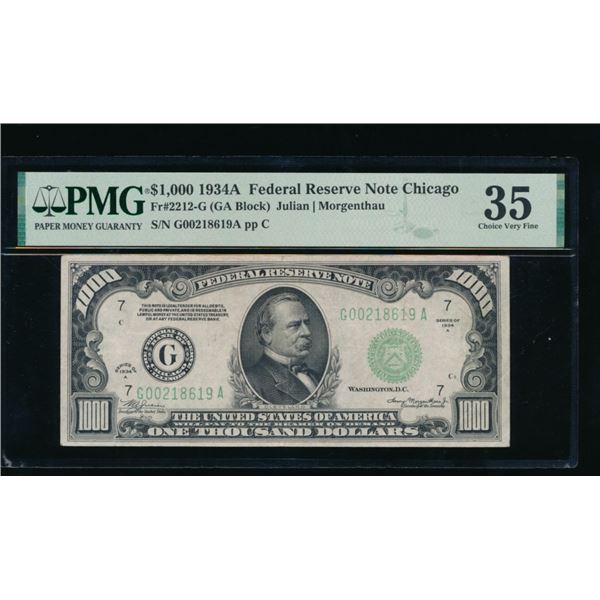 1934A $1000 Chicago FRN PMG 35