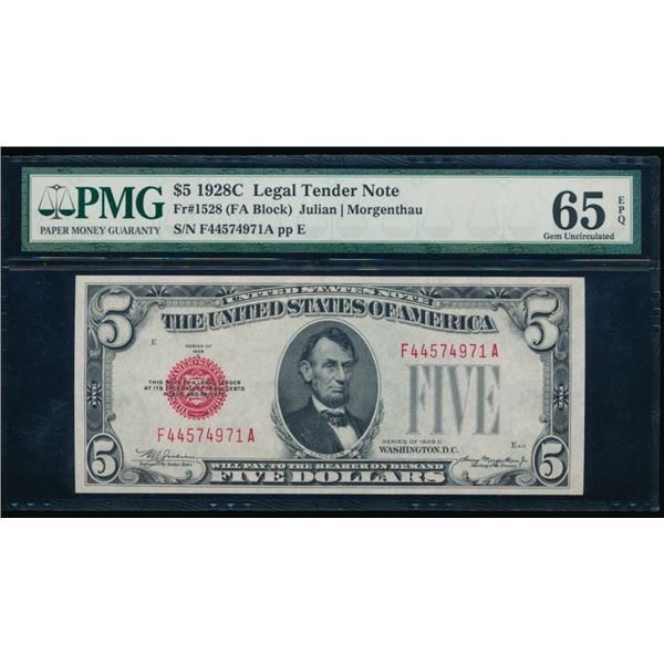 1928C $5 Legal Tender Note PMG 65EPQ