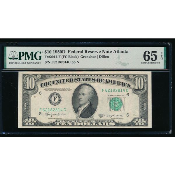 1950D $10 Atlanta FRN PMG 65EPQ