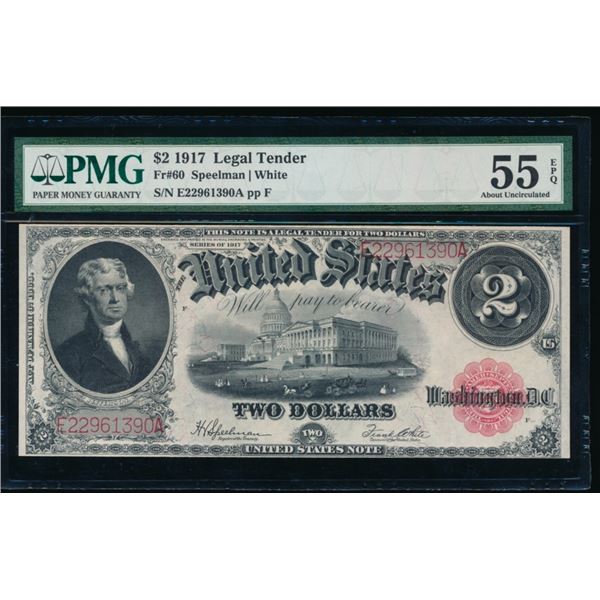 1917 $2 Legal Tender Note PMG 55EPQ