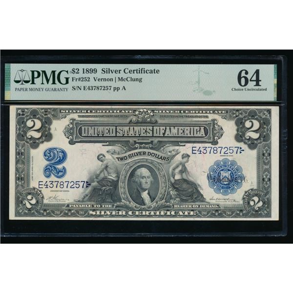 1899 $2 Mini Porthole Silver Certificate PMG 64