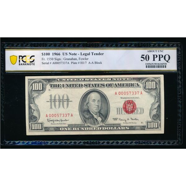 1966 $100 Legal Tender Note PCGS 50PPQ
