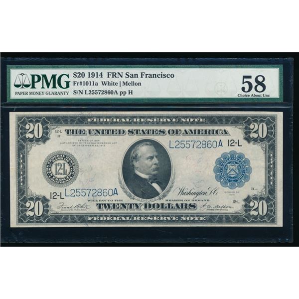 1914 $20 San Francisco FRN PMG 58