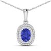 Image 1 : 14KT White Gold 1.09ct Tanzanite and Diamond Pendant with Chain