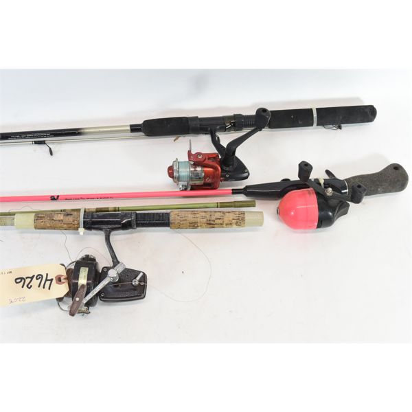 Box Lot 3 Fishing Rods w/ Reels