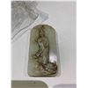 Image 2 : PALE WHITE AGATE BUDDHA WITH CALLIGRAPHY PLAQUE