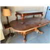 Image 2 : CLAW FOOT DINING TABLE 78X42" WITH 1 LEAF (18"), CLAW FOOT GLASS TOP COFFEE TABLE 49X25X16" &