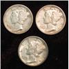 Image 1 : 27. (3) 1917 S Mercury Dimes. EF 40. Redbook Value $36.00