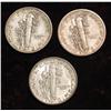 Image 2 : 27. (3) 1917 S Mercury Dimes. EF 40. Redbook Value $36.00