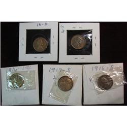 201. 1916P, D, (2) S, & 17S Cents. VF-EF. Redbook $60.00