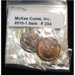 204. 1918 P & 20 P Lincoln Cents. Unc. Redbook over $30.00.