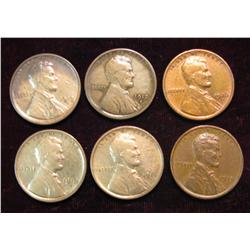 216. 1910S VG, 11S F, 12S F, 19P EF, 19S EF, & 26S F Cents