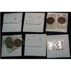 221. (11) 1916 S Lincoln Cents. F-VF+. Redbook $70++