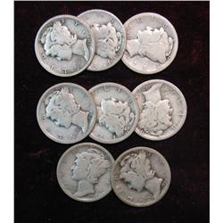 232. (8) 1917-30 Mercury Dimes. Circ.