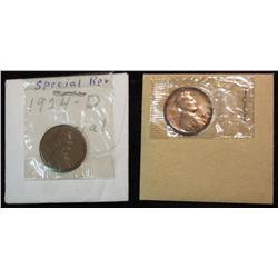 236. 1922 D & 24 D Lincoln Cents. F-12. Redbook $50.00++
