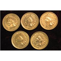 237. (5) 1894 Indian Cents. All EF-AU. Redbook $250++