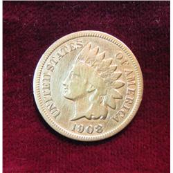 239. 1908 S Indian Head Cent. VG-8. Cleaned. Redbook $75.00