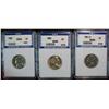 262. 1959P, 60P, & 61D Nickels. Unccoins Slabbed MS 66.