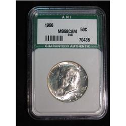 272. 1966 P Kennedy Silver Half Dollar ANI slabbed MS68CAM