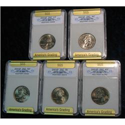 276. All (5) 2001P State Quarters SGS slabbed MS 70.