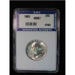 277. 1963 P Washington Quarter Unccoins slabbed MS 67.