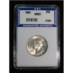279. 1964 P Washington Quarter Unccoins slabbed MS 67.