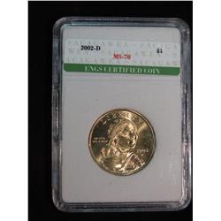 284. 2002 D Sacagawea Dollar ENGS slabbed MS 70.